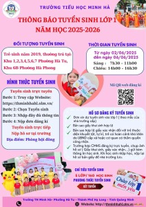 Trường tiểu học Minh Hà Thông báo tuyển sinh lớp 1 năm 2025 - 2026